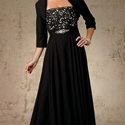 Elegant black lace sheath with jacket mother of the bride/groom dress evening formal prom dress