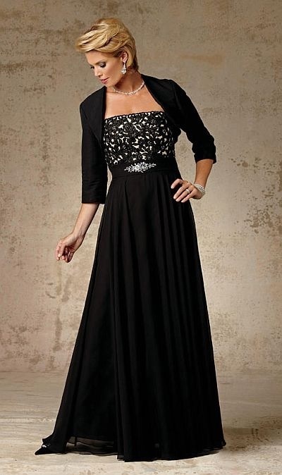 Elegant Black Lace Sheath with Jacket Mother of the Bride/Groom Dress Evening Formal Prom Dress
