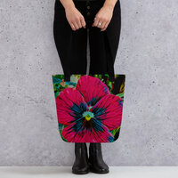 Bold Bloom Pansy Tote Bag  Vibrant Floral Art, Colorful Nature-Inspired Statement Bag - Thumbnail 1