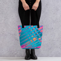 Prismatic Pulse  Electric Light Show Inspired Tote Bag - Thumbnail 1