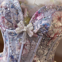 Light Purple Tulle Floral Short A-Line Prom Party Dress - Thumbnail 4