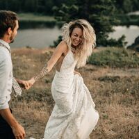 Simple Sheath Lace Beach Boho Wedding Dress Bridal Gown Wedding Gown - Thumbnail 1