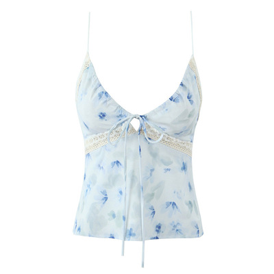 Holiday bluebell v-neck elastic lace camisole top - Thumbnail 1