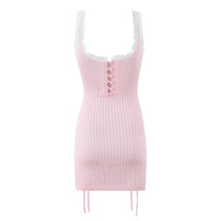 Retro style lace butterfly lace slit knitted suspender dress - Thumbnail 1