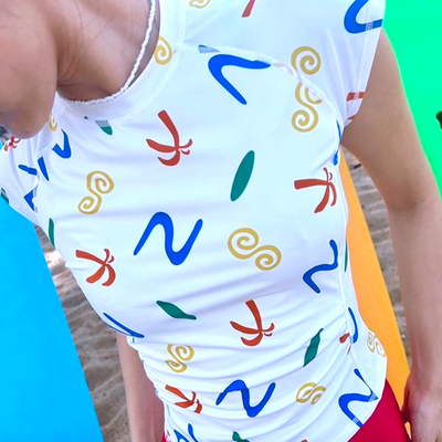 *free shipping*retro colored pattern crop top