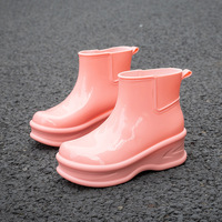Solid Color Mid-tube Platform Rain Boots - Thumbnail 5