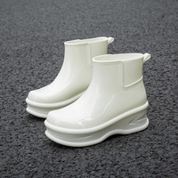Solid Color Mid-tube Platform Rain Boots - Thumbnail 7