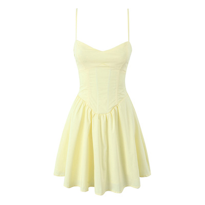 Herringbone elastic back strappy suspender dress - Thumbnail 4