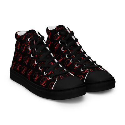 Alphabets Mens Black high top canvas shoes ( Only Available in select countries )