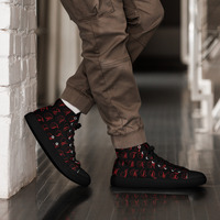 Alphabets Mens Black high top canvas shoes ( Only Available in select countries ) - Thumbnail 3