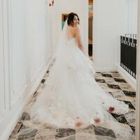 Flower-appliqued Wedding Gown Wedding Dress, Floral Flowers Wedding Gown Bridal Dress - Thumbnail 3