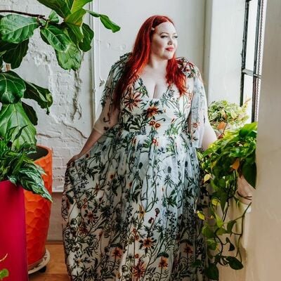 Plus size flowers floral wedding dress bridal gown wedding gown