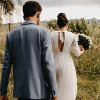 Simple A Line Wedding Dress Bridal Gown Wedding Gown - Thumbnail 1