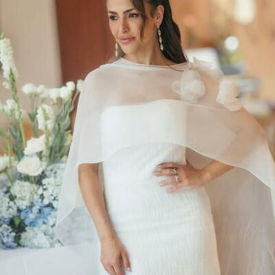 Simple sheath wedding gown wedding dress, tea-length wedding gown bridal dress
