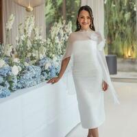 Simple Sheath Wedding Gown Wedding Dress, Tea-length Wedding Gown Bridal Dress - Thumbnail 1