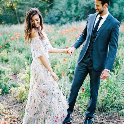 A-line floral wedding gown wedding dress, embroidery tulle wedding gown bridal dress