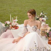 Floral Wedding Gown Wedding Dress, Tulle Wedding Gown Bridal Dress - Thumbnail 1