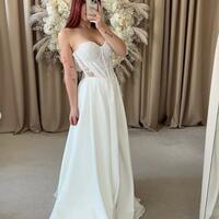A-line Floral Wedding Gown Wedding Dress, Embroidery Tulle Wedding Gown Bridal Dress - Thumbnail 1