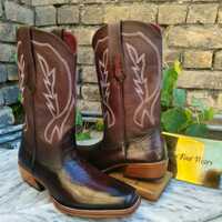 Crafted Leather Handmade Men Brown Patina Leather Cowboy Ankle Boot - Thumbnail 3