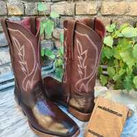 Crafted Leather Handmade Men Brown Patina Leather Cowboy Ankle Boot - Thumbnail 1