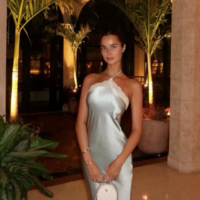 Hater Fashion Silver Long Satin Evening Dress  - Thumbnail 2