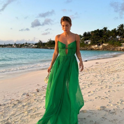 Fashion straps green a-line chiffon party dresses