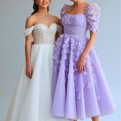 Simple a line violet lace appliques mother of the bride/groom dress evening formal prom dress