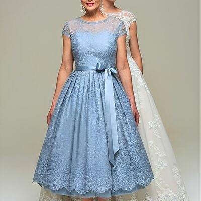 Elegant blue a line mother of the bride/groom dress evening formal prom dress