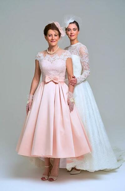 Simple Pink A Line Lace Tea-length Mother of the Bride/Groom Dress Evening Formal Prom Dress