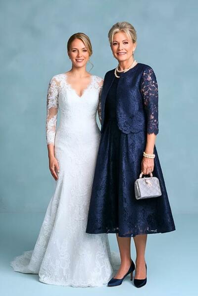 Elegant Navy Blue A Line Lace Mother of the Bride/Groom Dress Evening Formal Prom Dress