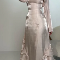 Elegant Straps Pleated Ruffles Long Prom Dresses - Thumbnail 1