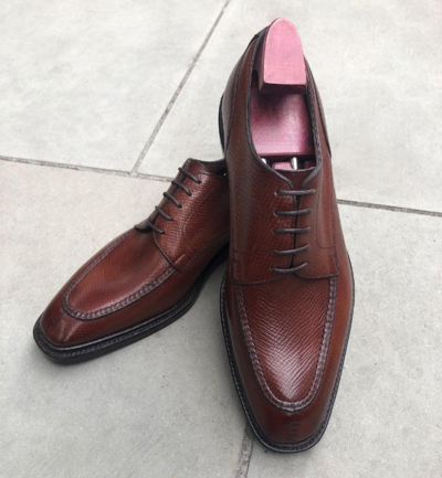 Handmade Men Tan Grain Leather Oxford Lace up Dress Shoes