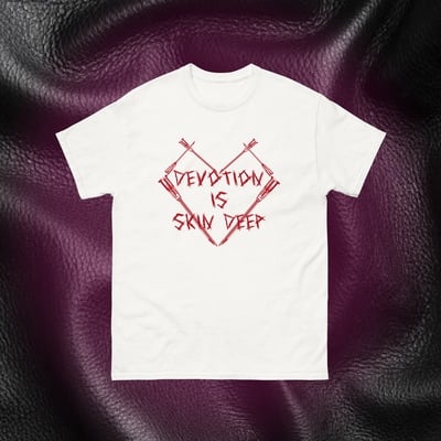 Devotion is skin deep (red print) t-shirt 