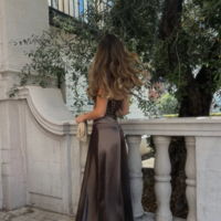 Spaghetti Straps Brown A Line Prom Dresses With Lace Up - Thumbnail 1