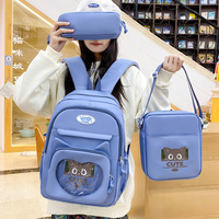 Backpack three sets of large capacity cute cat class backpack - Thumbnail 2