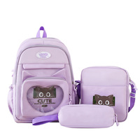 Backpack three sets of large capacity cute cat class backpack - Thumbnail 8