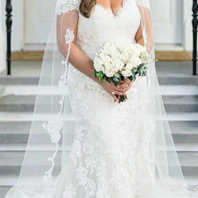 Plus size mermaid lace appliques wedding dress bridal gown wedding gown