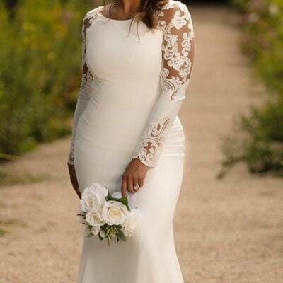 Plus size mermaid lace appliques wedding dress bridal gown wedding gown