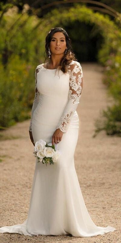 Plus Size Mermaid Lace Appliques Wedding Dress Bridal Gown Wedding Gown