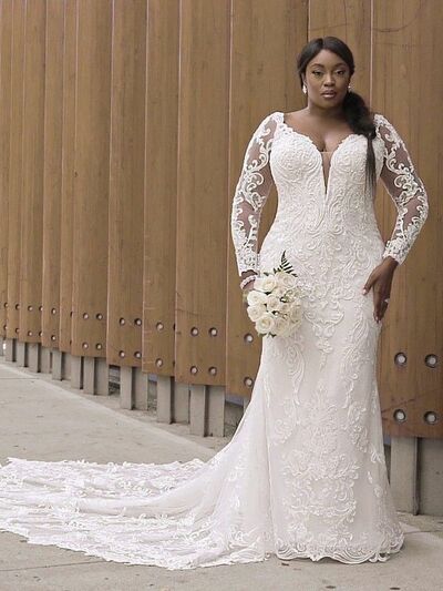 Elegant Mermaid Lace Long Sleeve Wedding Dress Bridal Gown Wedding Gown