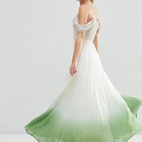 A Line Ombre Green Chiffon Wedding Dress Bridal Gown Wedding Gown - Thumbnail 1