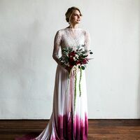 A Line Ombre Red Chiffon Wedding Dress Bridal Gown Wedding Gown - Thumbnail 1