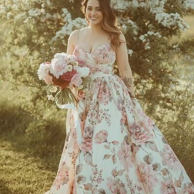 Floral a-line wedding dress bridal gown wedding gown