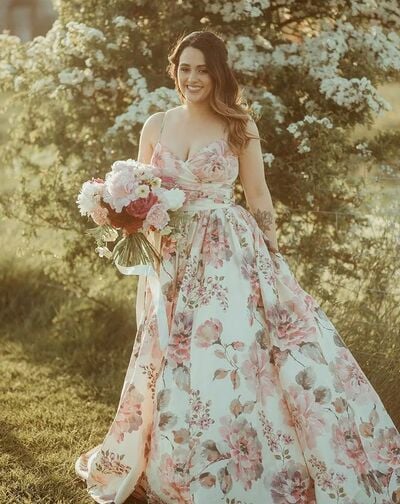 Floral A-line Wedding Dress Bridal Gown Wedding Gown