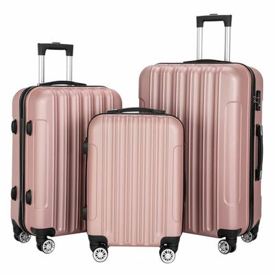 3-piece rose gold luggage set - abs hard shell suitcase with spinner wheels, durable travel case (20"/24"/28")
