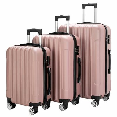 3-piece rose gold luggage set - abs hard shell suitcase with spinner wheels, durable travel case (20"/24"/28")