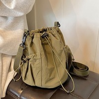 Drawstring bucket outdoor nylon crossbody bag - Thumbnail 4