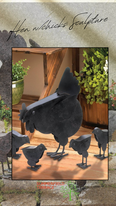 Hen w/chicks Sculpture 