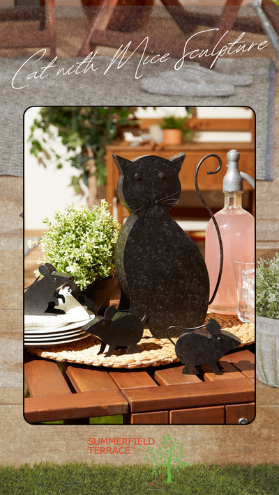 Cat with Mice Sculpture