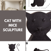 Cat with Mice Sculpture - Thumbnail 1